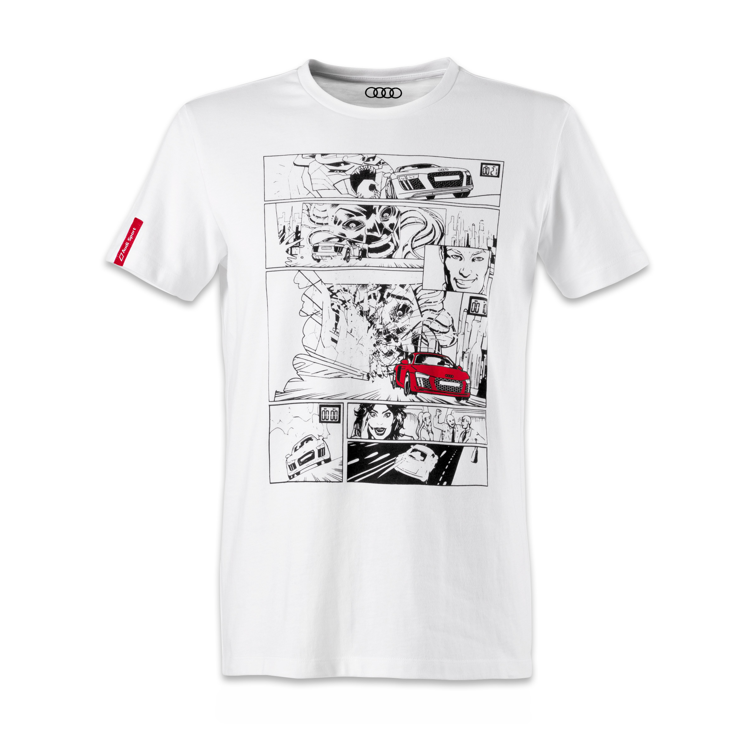 Article Mens Audi Sport shirt comic print white